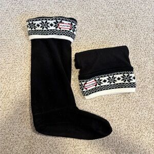 {Hunter} Black and White Boot Socks